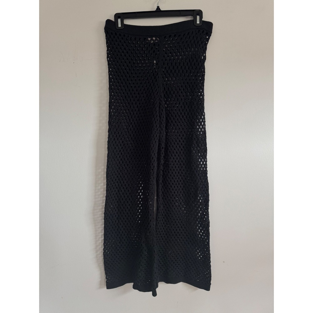 J.Crew Womens Black Crochet Knit Wide Leg Beach Cover Up Pants Size Medium